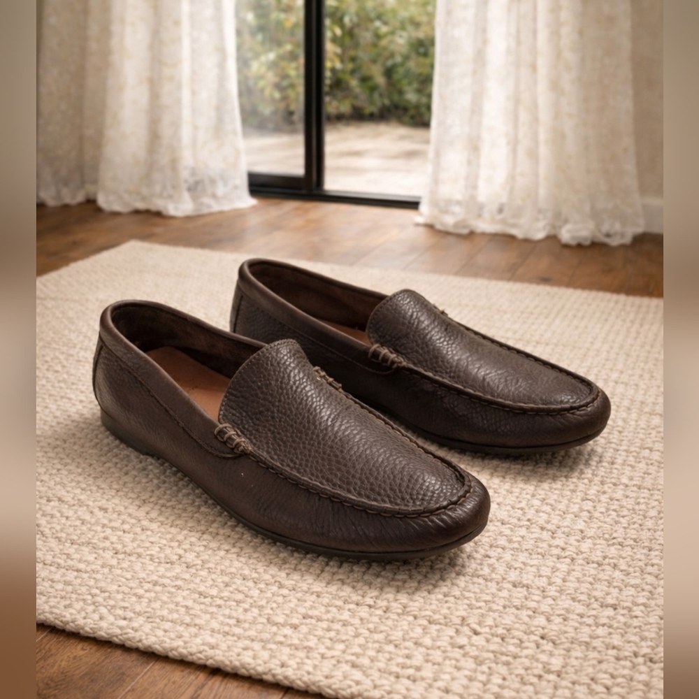 J.Crew Pebbled Leather Loafers Brown — Men’s Size 10